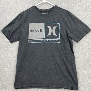 Hurley Shirt Mens Medium Grey Short Sleeve Crew Neck Logo Graphic Tee Adult